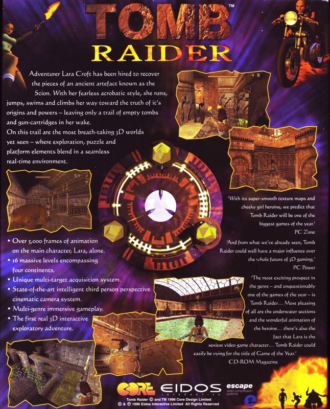 Back Cover for Tomb Raider (DOS)