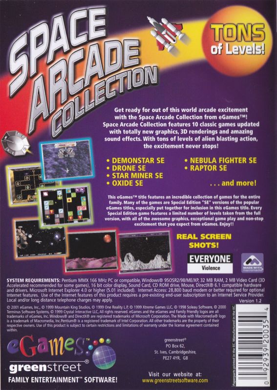 Back Cover for Space Arcade Collection (Windows)