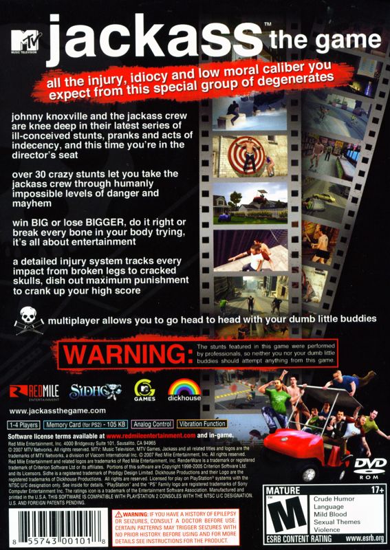 Back Cover for Jackass: The Game (PlayStation 2)