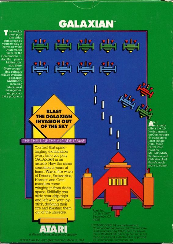 Back Cover for Galaxian (Commodore 64) (Atarisoft release)