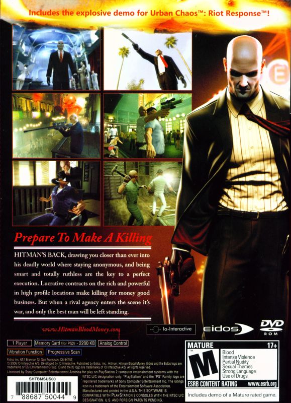 Back Cover for Hitman: Blood Money (PlayStation 2)