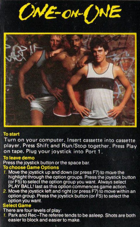 Inside Cover for One-on-One (Commodore 64)