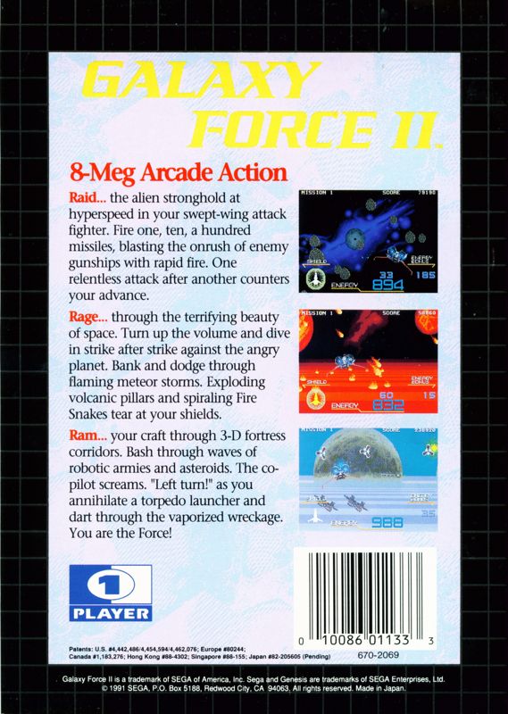 Back Cover for Galaxy Force II (Genesis)