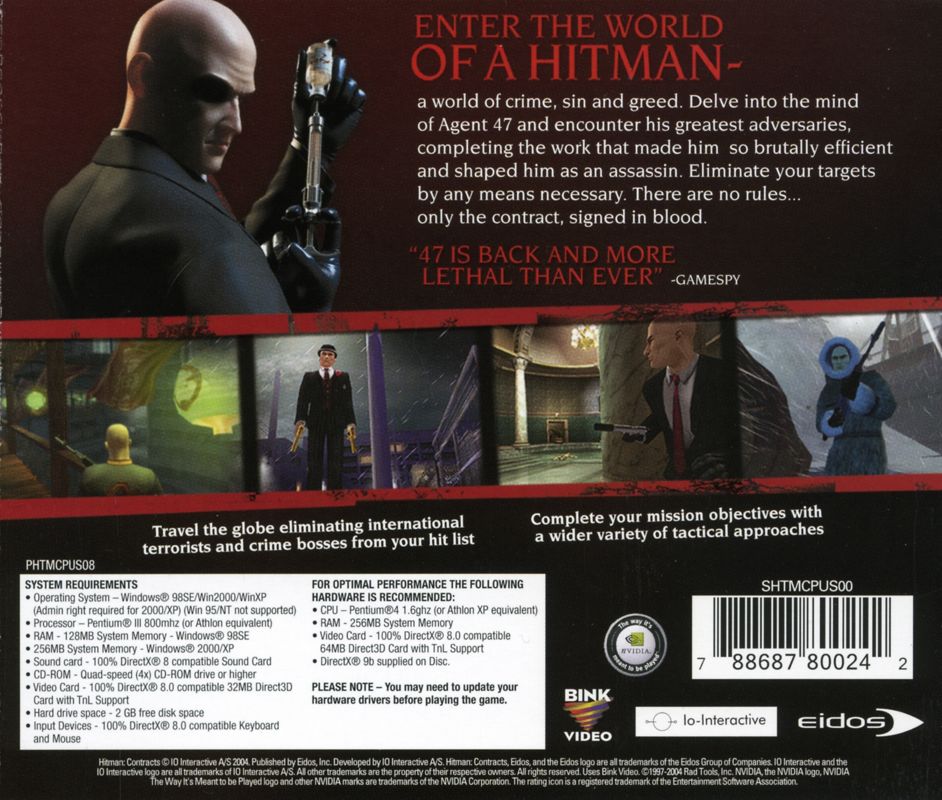 Other for Hitman: Contracts (Windows): Jewel Case - Back