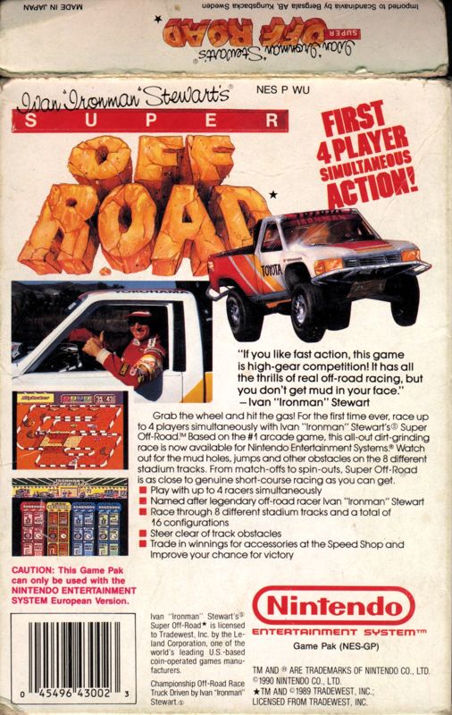Back Cover for Ivan 'Ironman' Stewart's Super Off Road (NES)