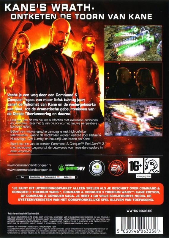 Back Cover for Command & Conquer 3: Kane's Wrath (Windows)