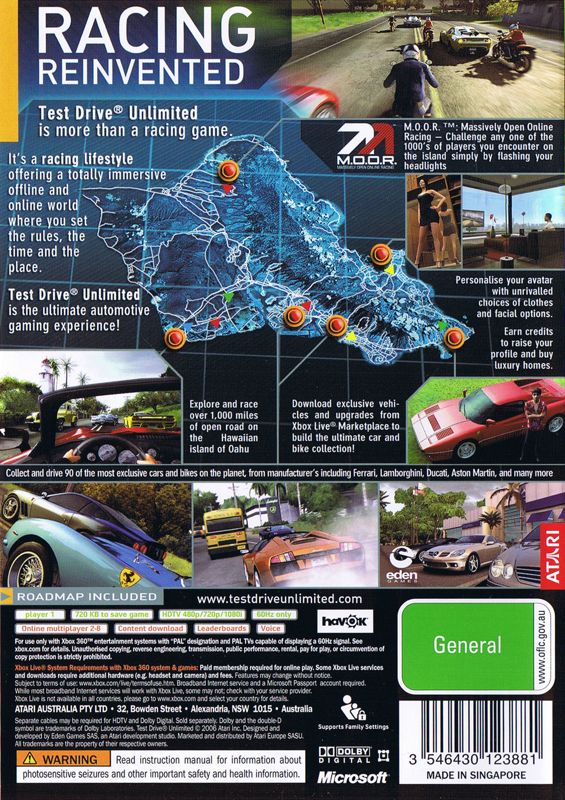 Back Cover for Test Drive Unlimited (Xbox 360)