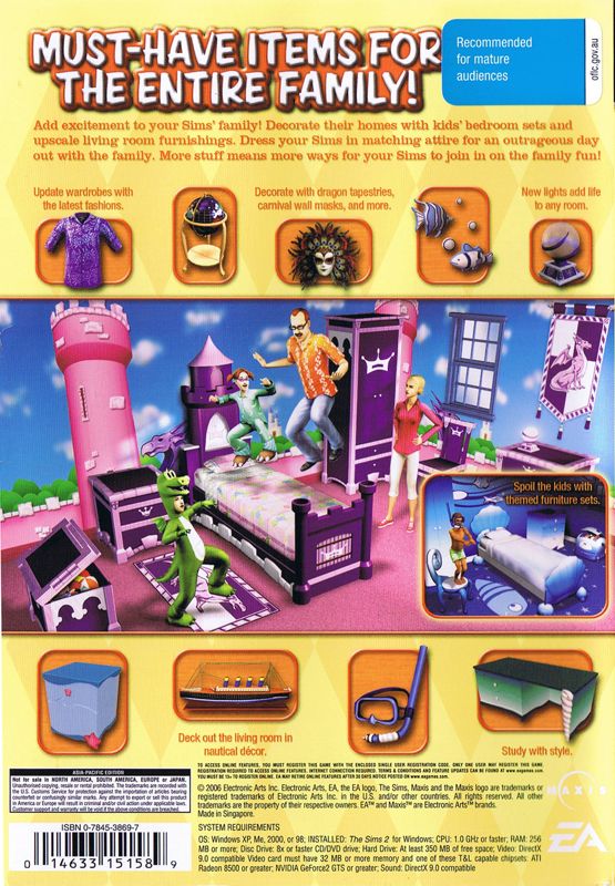 Back Cover for The Sims 2: Family Fun Stuff (Windows)