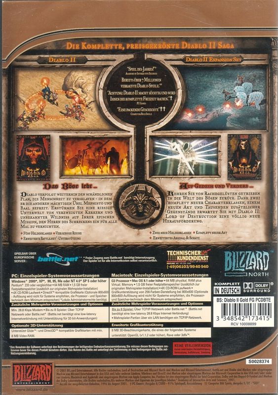 Back Cover for Diablo II: Battle Chest (Macintosh and Windows) (BestSeller Series release (post-2003))