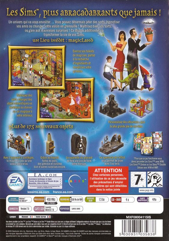 Back Cover for The Sims: Makin' Magic (Windows) (Product #MXF08004115IS)