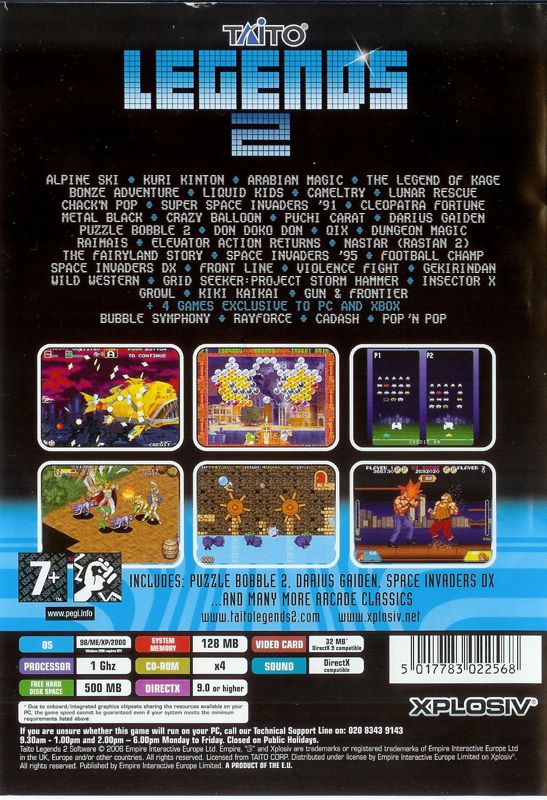 Back Cover for Taito Legends 2 (Windows)