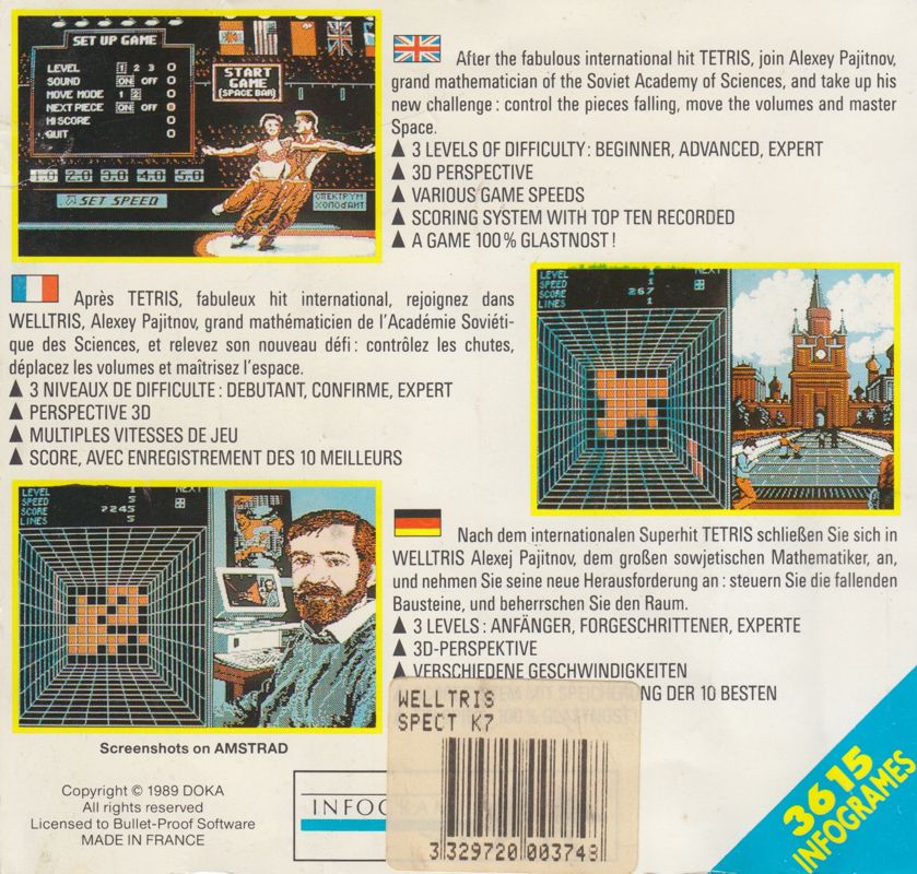 Back Cover for Welltris (ZX Spectrum)