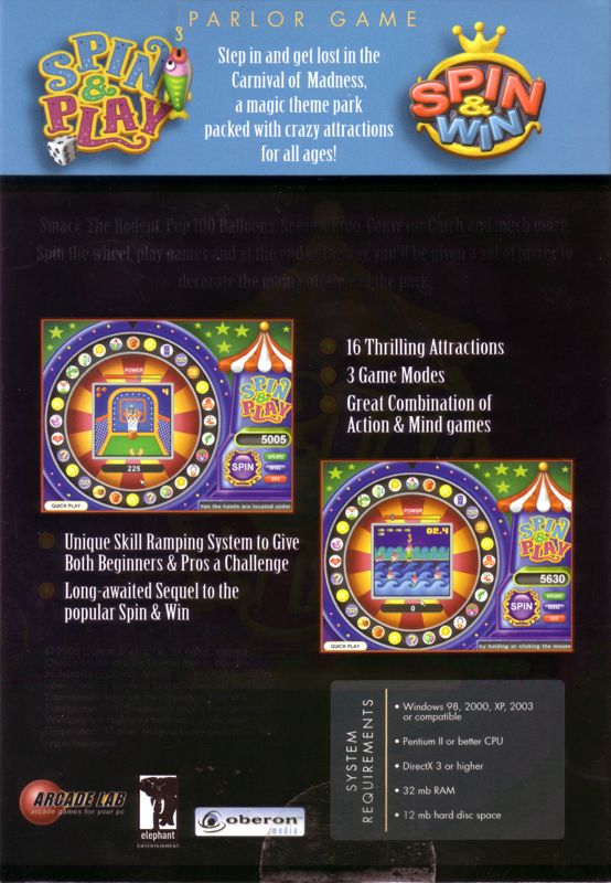 Back Cover for Spin & Play: Carnival Madness (Windows)