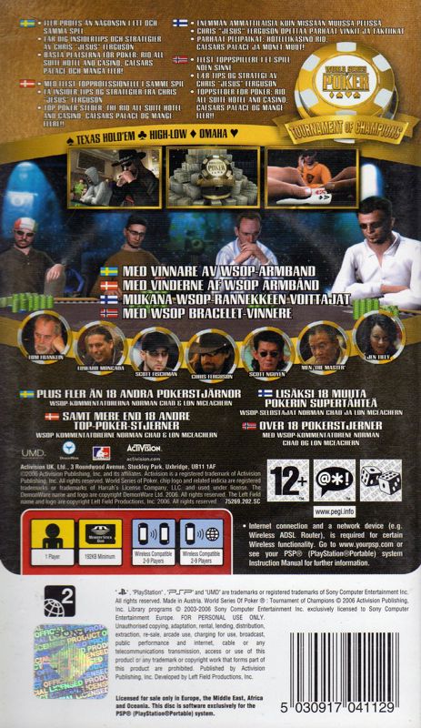 Back Cover for World Series of Poker: Tournament of Champions (PSP)