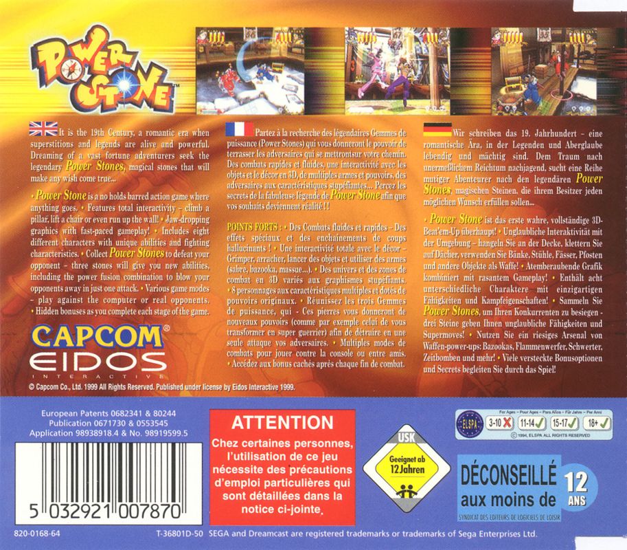 Back Cover for Power Stone (Dreamcast)
