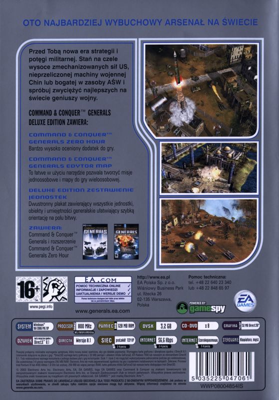 Back Cover for Command & Conquer: Generals - Deluxe Edition (Windows) (EA Games Classics release)