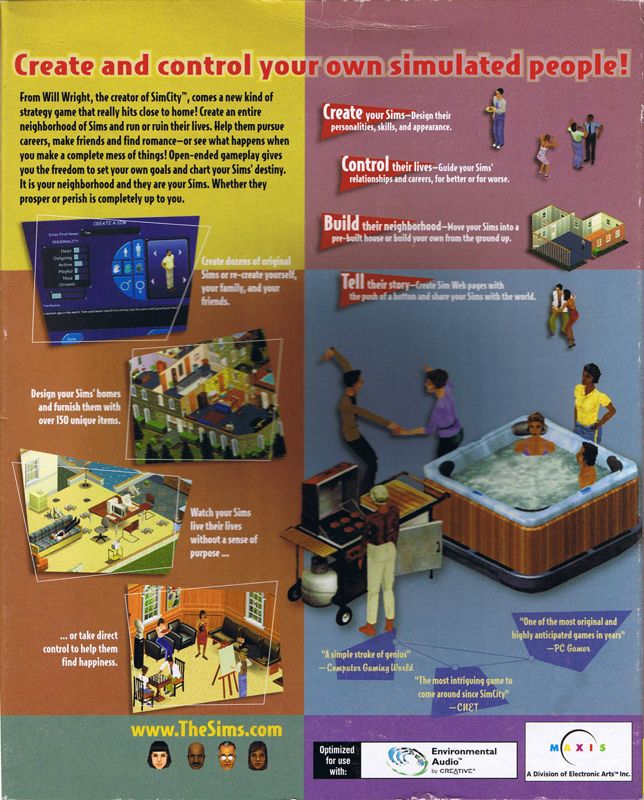 Back Cover for The Sims (Windows)