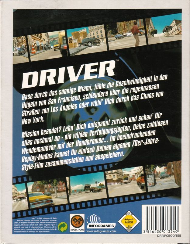 Back Cover for Driver (Windows) (Best of Infogrames release)
