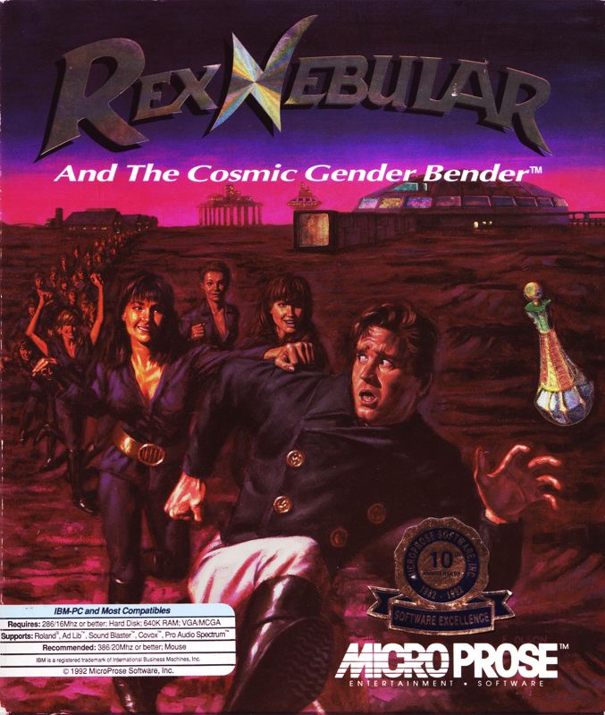 Front Cover for Rex Nebular and the Cosmic Gender Bender (DOS) (5.25" disk version)