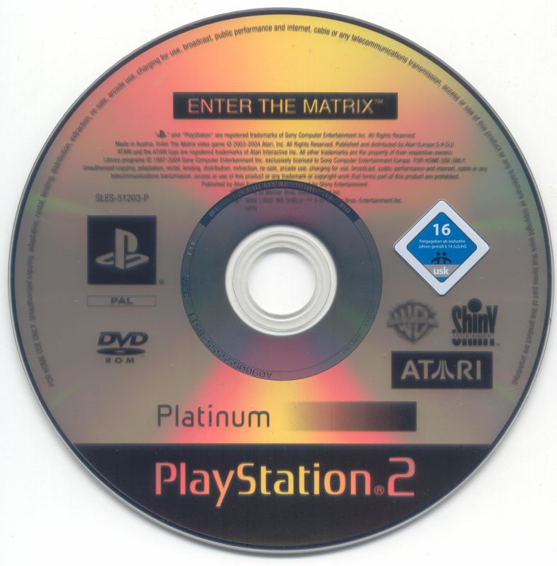 Media for Enter the Matrix (PlayStation 2) (Platinum release)