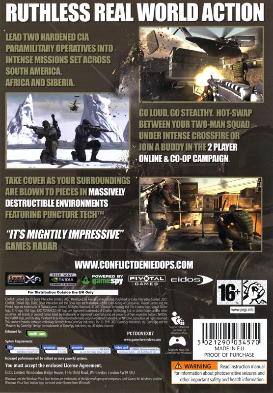 Back Cover for Conflict: Denied Ops (Windows)