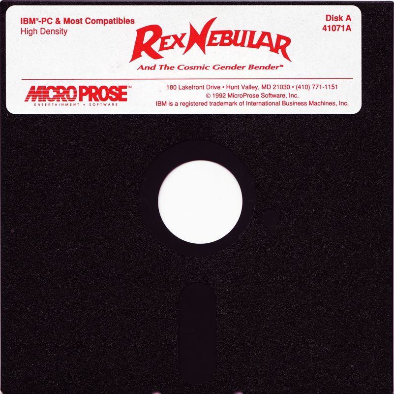Media for Rex Nebular and the Cosmic Gender Bender (DOS) (5.25" disk version): Disk A