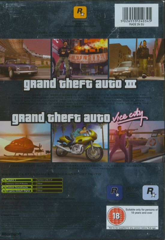 Grand Theft Auto Xbox Collection Double Pack Gta 3 Vice City