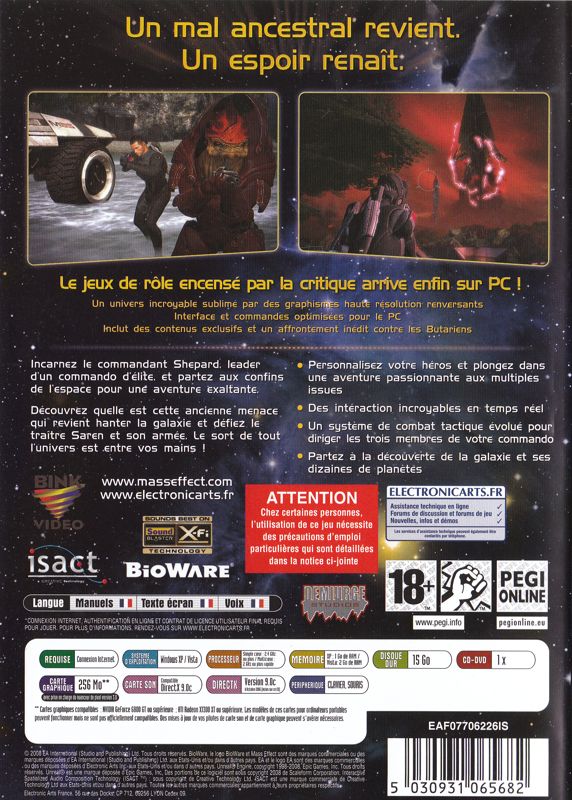 Back Cover for Mass Effect (Windows)