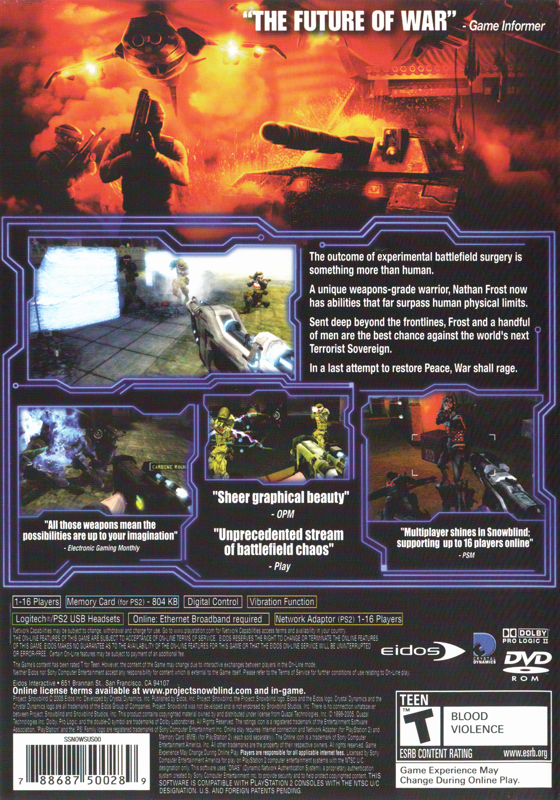 Back Cover for Project: Snowblind (PlayStation 2)