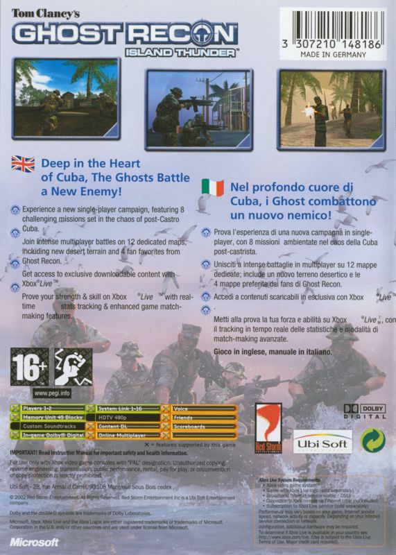 Back Cover for Tom Clancy's Ghost Recon: Island Thunder (Xbox)