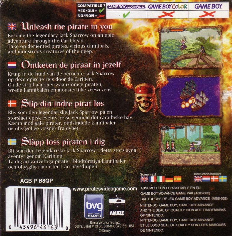 Back Cover for Pirates of the Caribbean: Dead Man's Chest (Game Boy Advance)