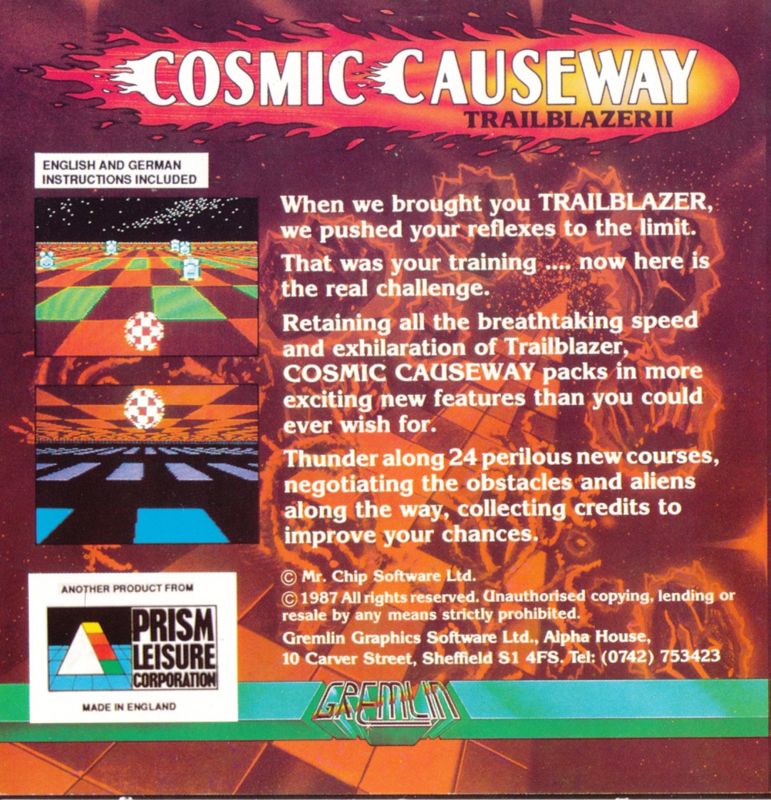 Back Cover for Cosmic Causeway: Trailblazer II (Commodore 64) (PLC Re-Release)