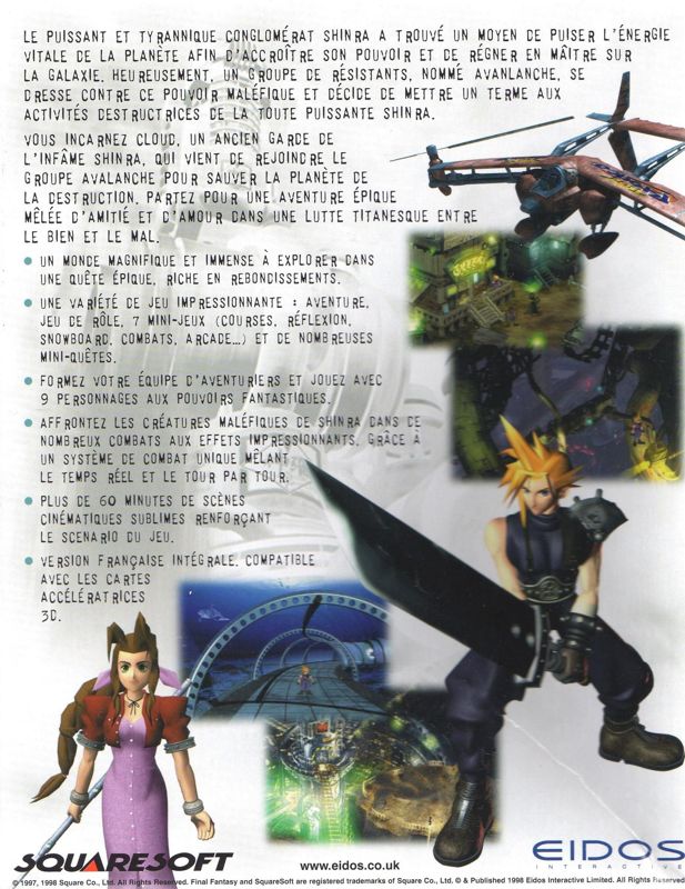 Back Cover for Final Fantasy VII (Windows)