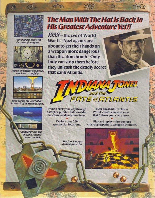 Back Cover for Indiana Jones and the Fate of Atlantis (Macintosh)