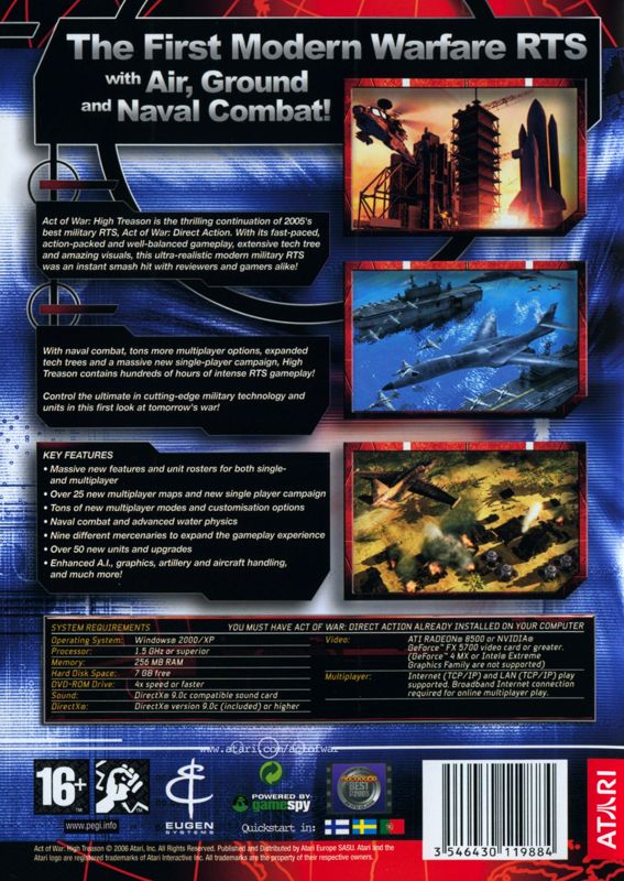 Back Cover for Act of War: High Treason (Windows)