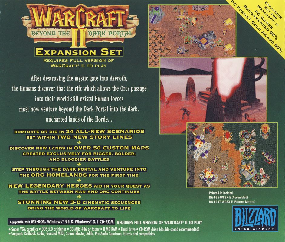 Other for WarCraft II: Beyond the Dark Portal (DOS): Jewel Case - Back