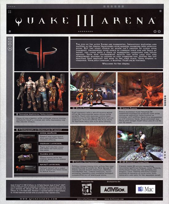 Back Cover for Quake III: Arena (Macintosh)
