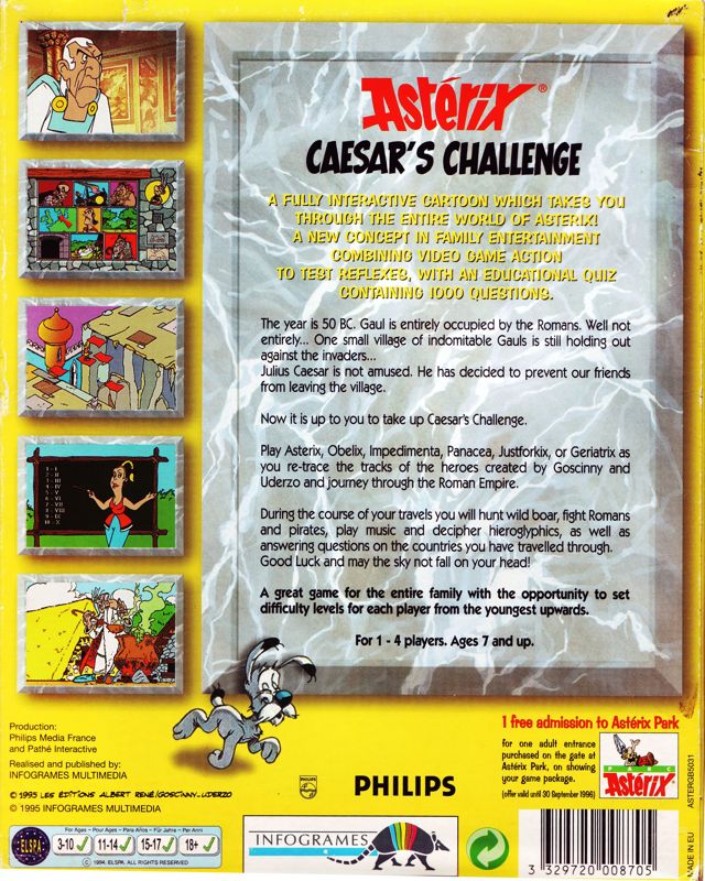Back Cover for Astérix: Caesar's Challenge (DOS)