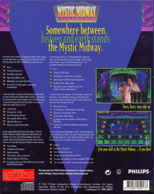 Back Cover for Mystic Midway: Rest in Pieces (DOS)