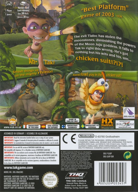 Back Cover for Tak and the Power of Juju (GameCube)