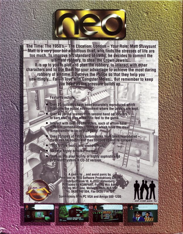 Back Cover for The Clue! (DOS)