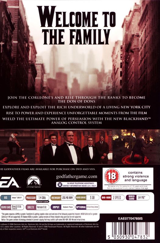Other for The Godfather: The Game (Windows): Keep Case - Back