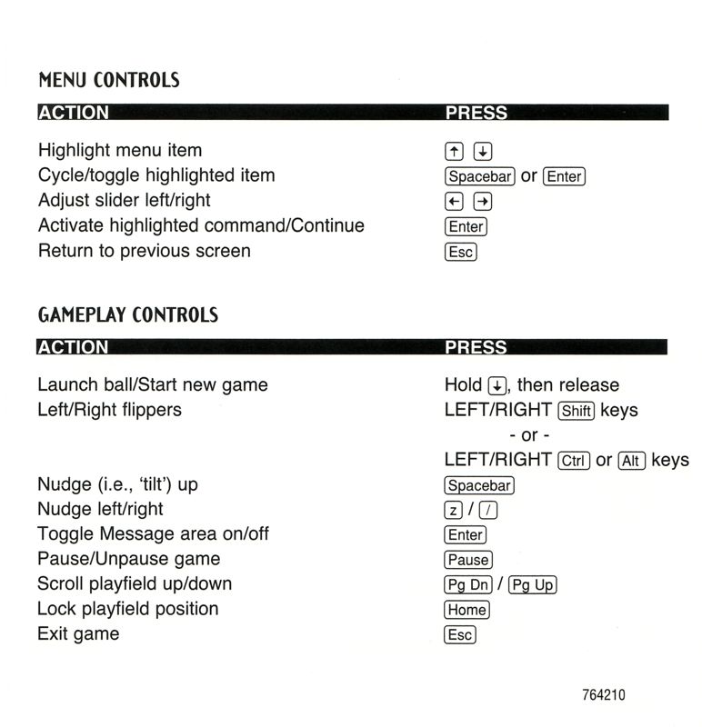 Inside Cover for Extreme Pinball (DOS) (Jewel Case)