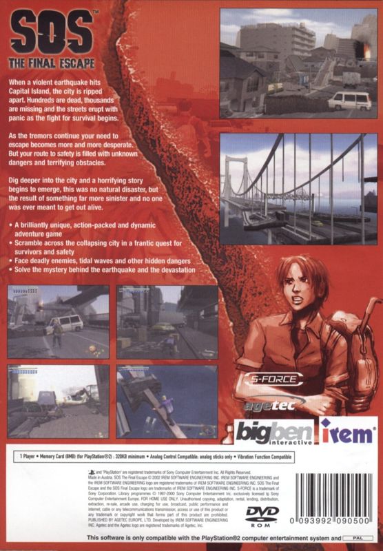 Back Cover for Disaster Report (PlayStation 2)