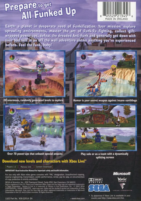 Back Cover for ToeJam & Earl III: Mission to Earth (Xbox)