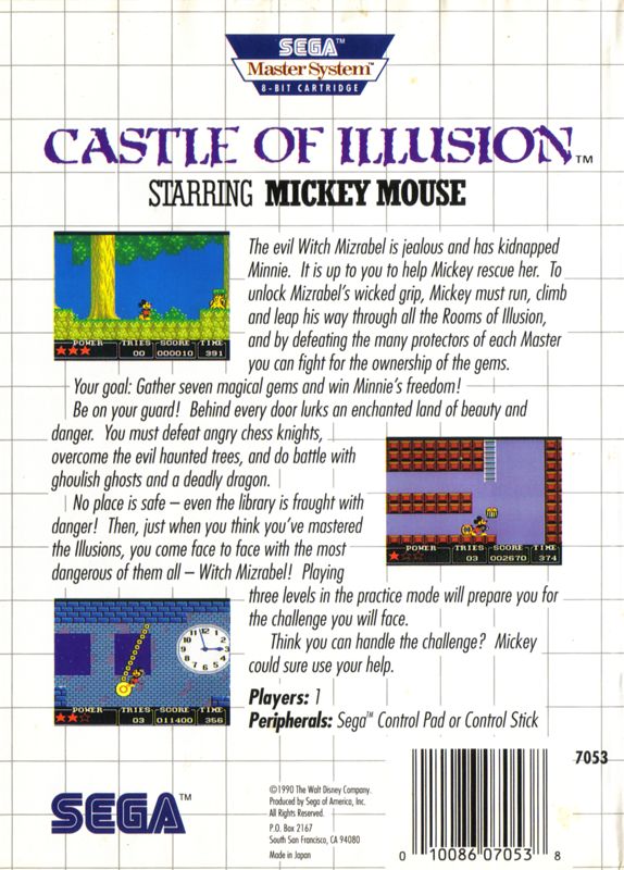 Back Cover for Castle of Illusion starring Mickey Mouse (SEGA Master System)