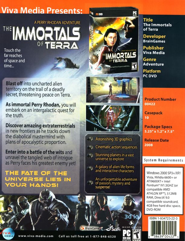 Back Cover for The Immortals of Terra: A Perry Rhodan Adventure (Windows)