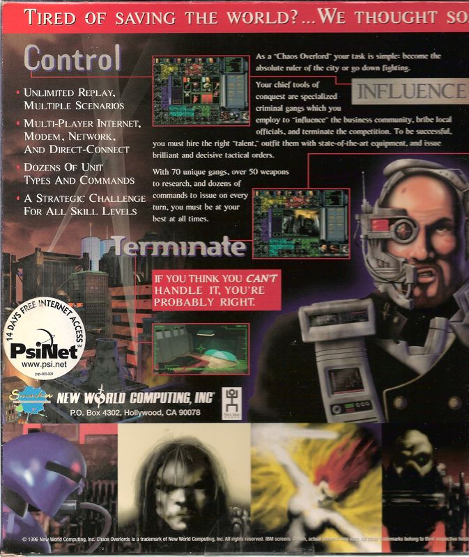 Back Cover for Chaos Overlords (Windows)