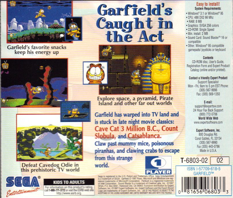 Back Cover for Garfield: Caught in the Act (Windows)