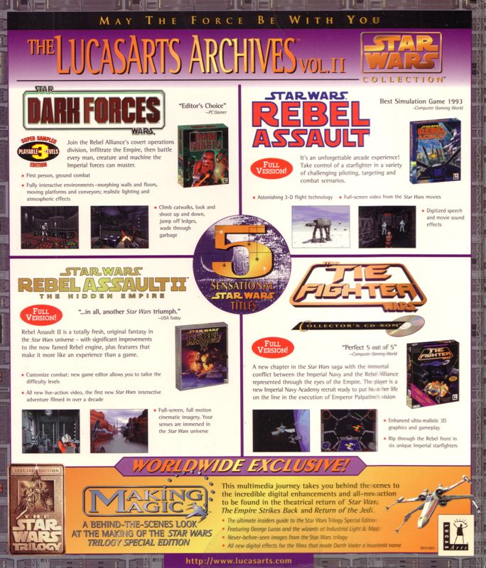 Back Cover for The LucasArts Archives: Vol. II - Star Wars Collection (DOS and Windows)